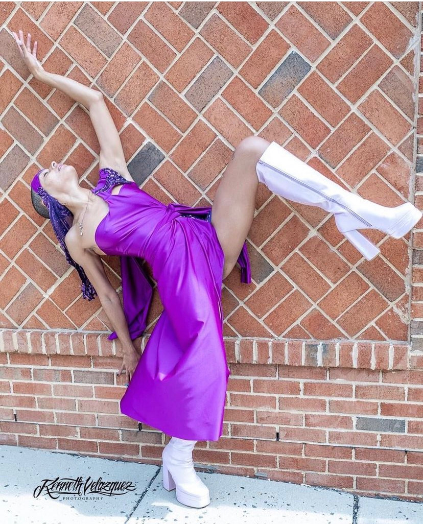 Purple satin dance